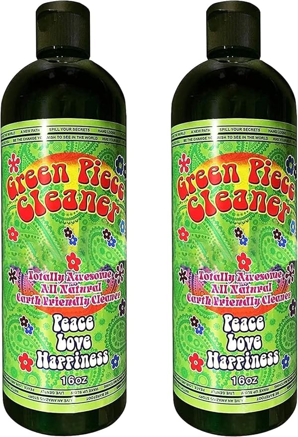Green Piece® Glass Cleaner 2 Bottles (Made in USA)-16 oz with 1Purple Psychedelic Plug Set - Excellent for Cleaning and Smell Proofing