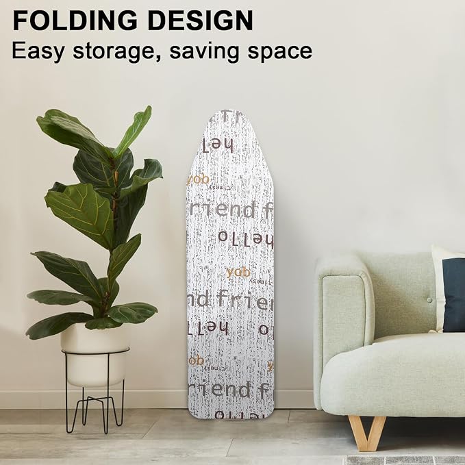 Ironing Board, Height Adjustable Smooth Edge Good Load-Bearing Non-Slip Clothes Ironing Board with Folding Legs (White)