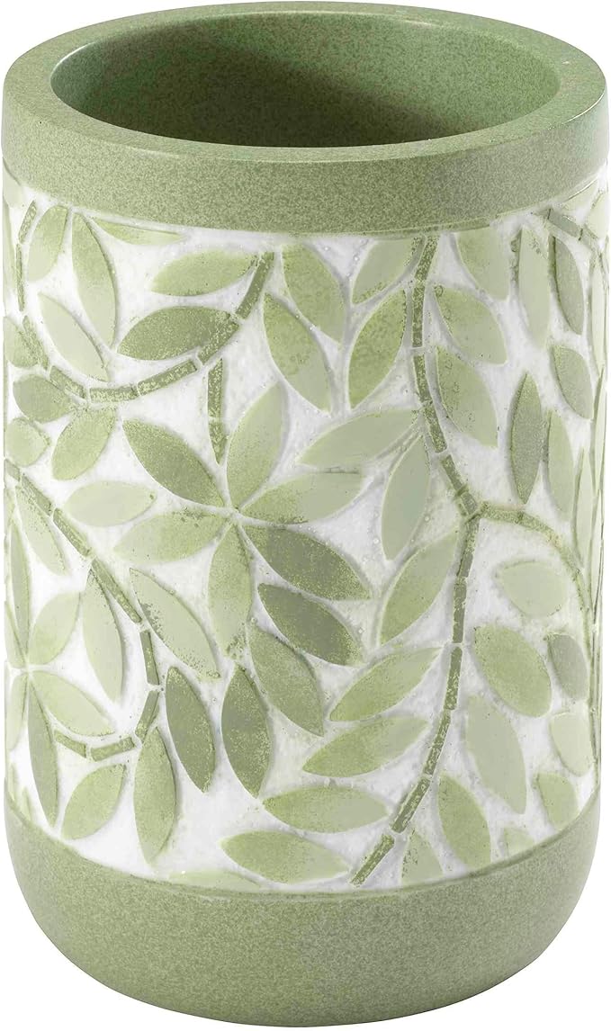 Avanti Linens - Tumbler, 100% Hand-Painted Resin Bathroom Accessories, Botanical Home Decor (Stratford)
