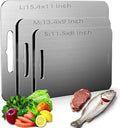 Stainless Steel Cutting Board Set of 3, 304 Food Grade Stainless Steel Cutting Board for Kitchen, Dishwasher Safe, Double-Sided Chopping Board for Meat, Vegetables or Fruit (S+M+L)