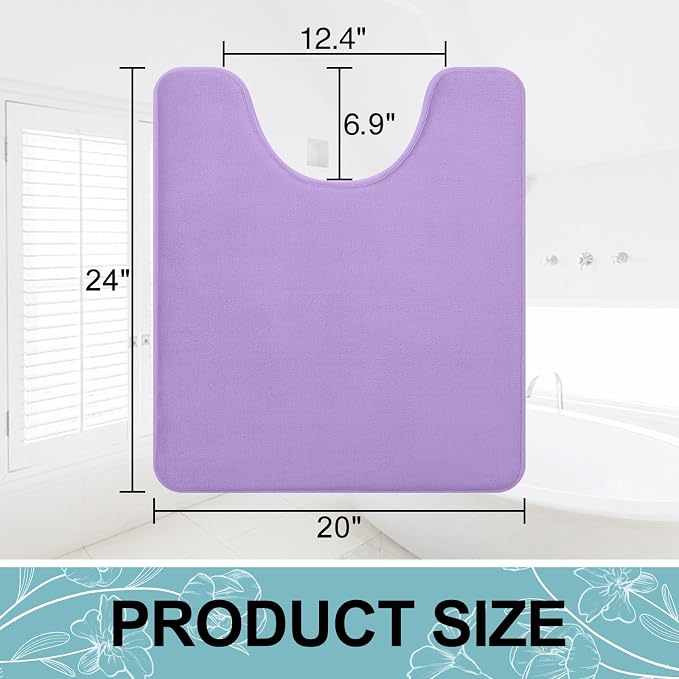 Smiry Memory Foam Toilet Rugs U-Shaped 24x20, Extra Soft Absorbent Non-Slip Contour Bathroom Rugs, Machine Washable Bath Mats for Toilet, Purple