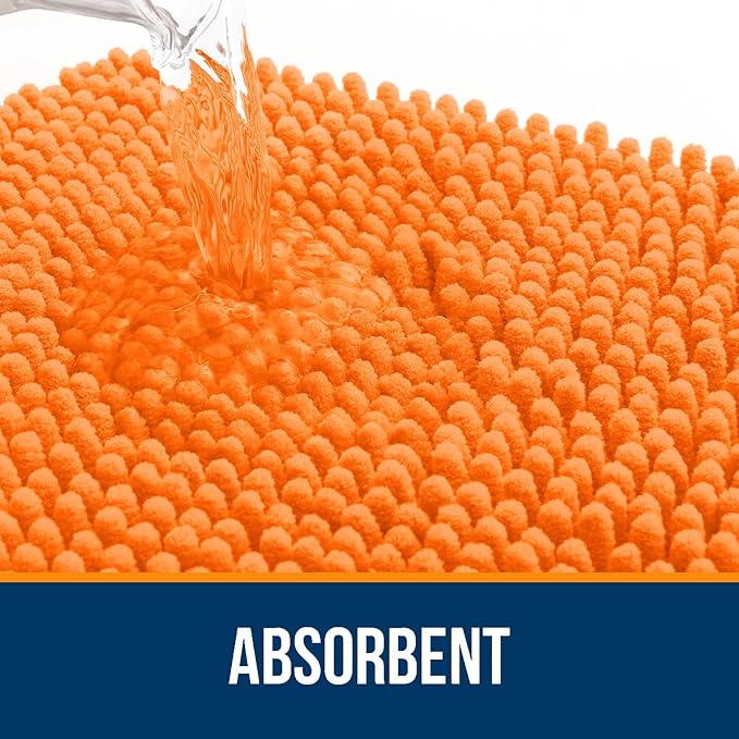 OLANLY Large Bathroom Rugs 50x30, Extra Soft Absorbent Chenille Bath Rugs, Rubber Backing Quick Dry, Machine Washable Bath Mats for Bathroom Floor, Tub and Shower, Home Decor Accessories, Orange