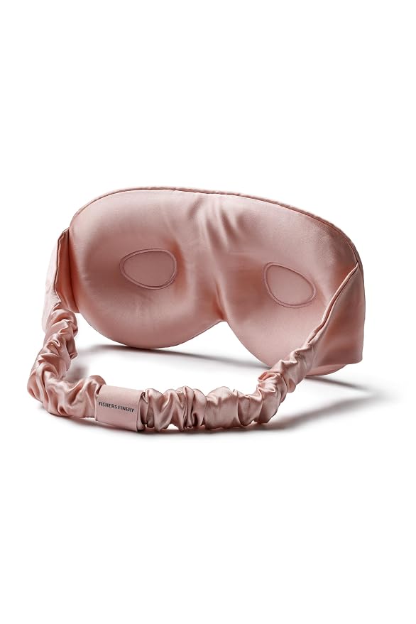 Fishers Finery 25 Momme 100% Organic Mulberry Silk Adjustble 3D Contoured Eye Mask/Sleep Mask - New and Improved Style (English Rose)