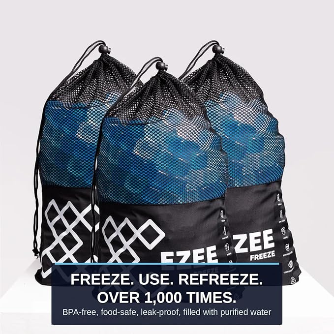 Reusable Ice Cubes for Coolers - Mega Freeze 10.5 lb Bag, 335 Blue Ice Cubes Use in Drinks, Lunch Boxes, Fishing, Refreezable Party Ice, Ice Bath