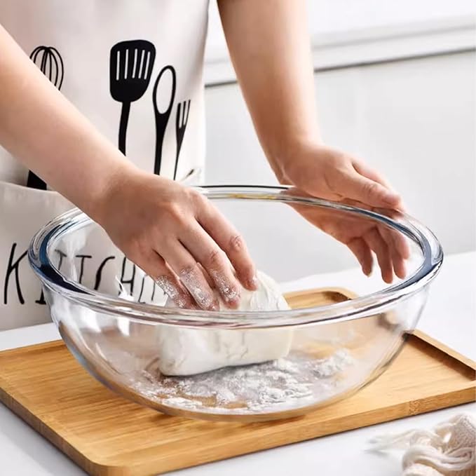 6.3Quart Large Glass Mixing Bowl with Lid, Clear Large Salad Bowls Glass Big Mixing Bowls for Kitchen