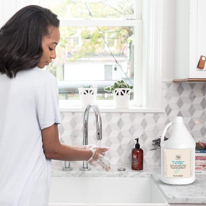 Soapbox Sea Minerals & Blue Iris Hand Soap and Body Wash, 2 in 1 Moisturizing Body & Hand Wash - Clean Ingredients Free of Harsh Chemicals, Sulfates, Parabens & Silicones - 1 Gallon Bottle