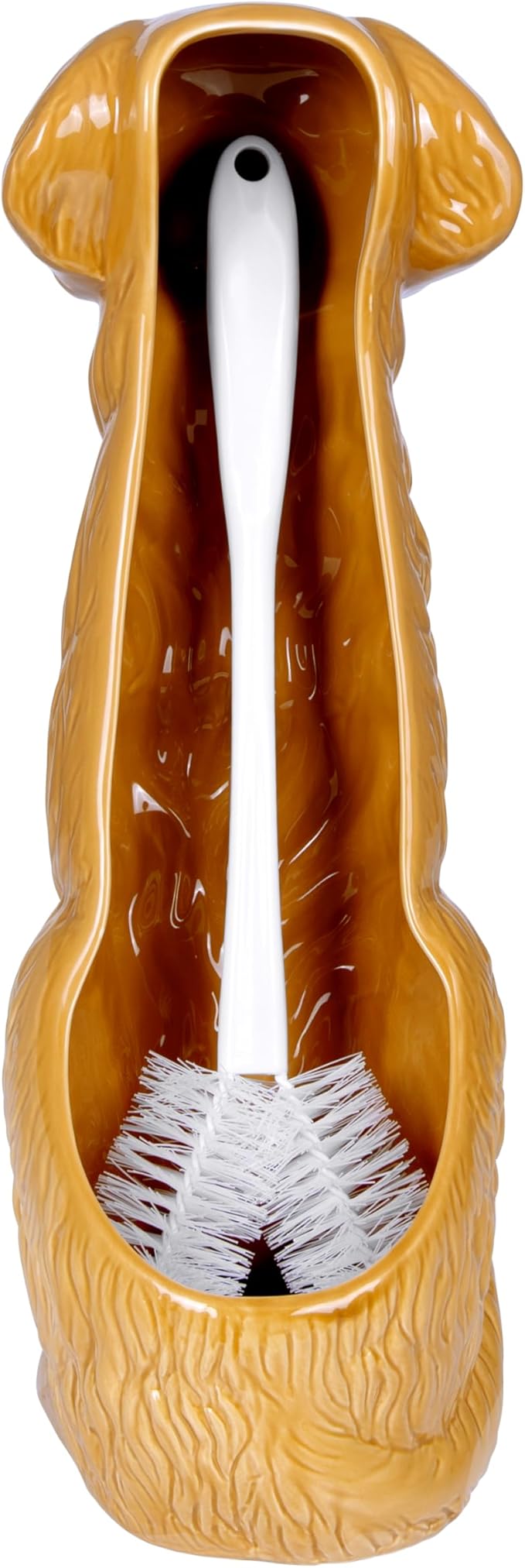 Golden Retriever Ceramic Toilet Brush Holder with Plastic Brush Set by Allure Home Creation
