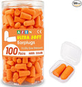 AZEN 100 Pairs Ear Plugs Bulk, NRR 32dB Soft Foam Ear Plugs for Sleeping Noise Cancelling, Earplugs for Concerts Shooting Swimming Noise Reduction (Orange)
