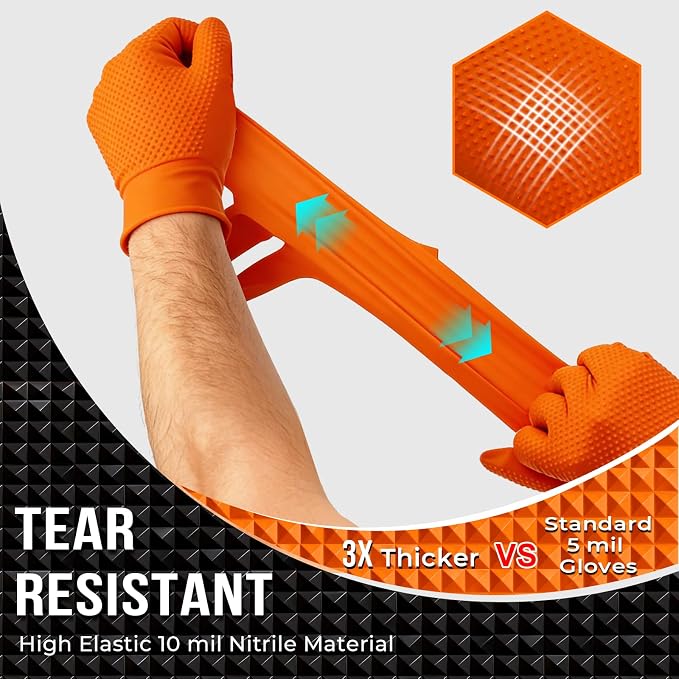 ANBOSON 10 Mil Heavy Duty Diamond Texture Nitrile Gloves, XL, 1000 Ct | Bulk Supply for Businesses, Commercial Teams, Facilities & Professional Workplaces, Reduce Restocking & Operating Costs