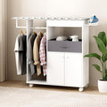 Rolling Ironing Board with Storage Cabinet, Wooden Ironing Board Cabinet with Drawer, Compact Space-Saving Ironing Table with Iron Rest Rack for Laundry Room, Living Room (One Size, Geometric)