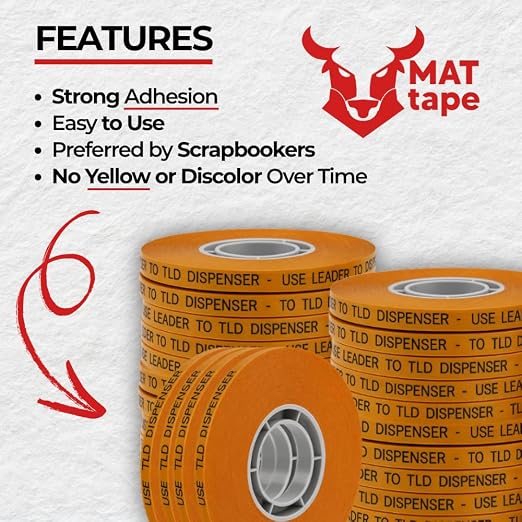 MAT ATG Tape - Acid-Free Adhesive Transfer Tape, 1/4" x 36 Yards, 12 Rolls – Double Sided, Photo Safe, Compatible with Scotch ATG 700, Scrapbooking, Crafts & Framing