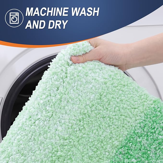 OLANLY Bathroom Rugs Mat 36x24, Extra Soft Absorbent Microfiber Bath Rugs, Rubber Backing, Quick Dry, Machine Washable Bath Mats for Bathroom Floor, Tub and Shower, Home Decor Accessories, Green