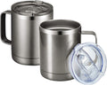 MEWAY 12oz Coffee Mug With Handle 2 Pack Bulk,Stainless Steel Insulated Travel Tumblers With Sliding Lid,Double Wall Vacuum Camping Cup for Hot & Cold Drinks Tea (Cold Grey,Set of 2)
