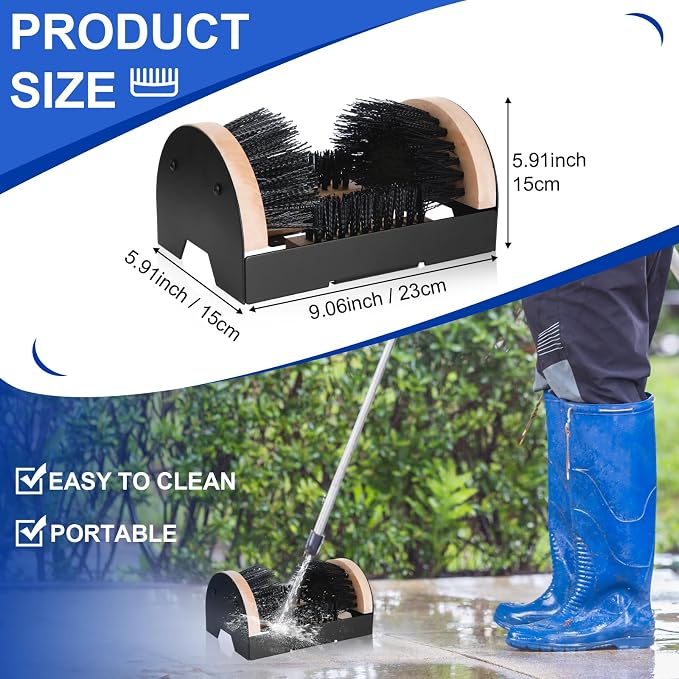 Sliner 4 Pieces Boot Brush Scraper Outdoor Shoe Cleaner for Mud Dirt | Heavy Duty Bristles, Entryway Doorway Placement, Removes Mud Snow Slush, Wood Plastic Build, Fast Cleaning on Sneakers Boot