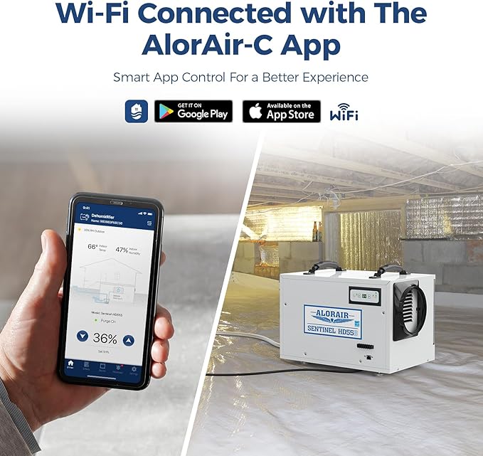 ALORAIR Smart Wi-Fi Crawl Space Dehumidifier 120 PPD - APP Control, Energy Star 2026, Auto-Defrost Crawlspace Dehumidifiers for Basement & Commercial Use
