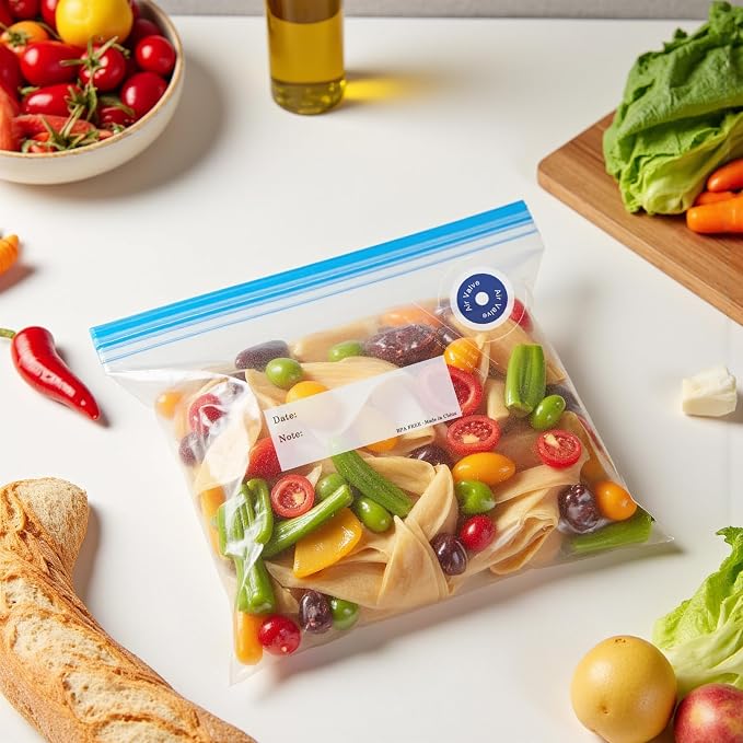 Reusable Sous Vide Bags 53Pcs BPA-Free, Ideal for Freshness Preservation, 45 Zipper Bags, 3 Seal Clips ＆ 5 Cooking Clips, Heat-Resistant & Leakproof (10x11in)