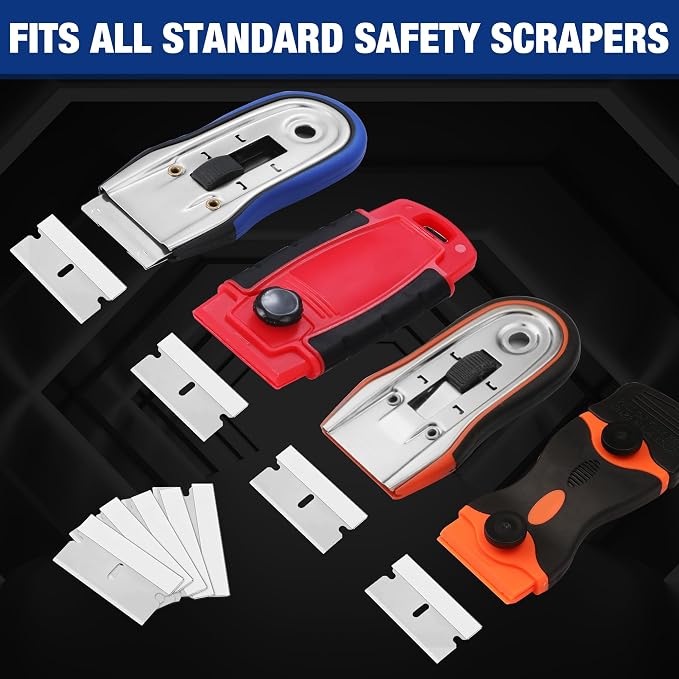 WORKPRO 50-Pack Single Edge Razor Blades, Carbon Steel Scraper Blades | Industrial Scraper Razor Blades, High Carbon Steel One Edge Razor Blades for Paint, Sticker & Label Removal