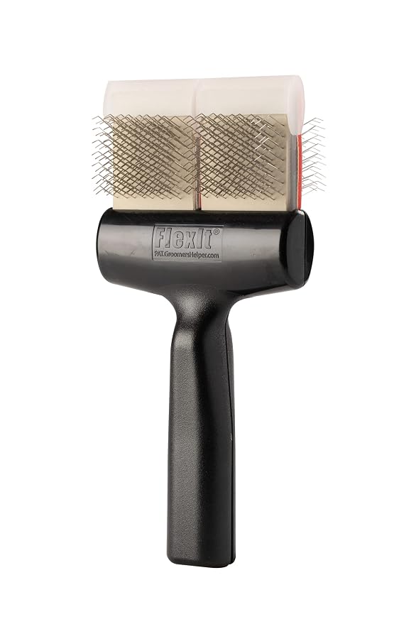 FlexIt® Red/Silver Firm Flex Mat Zapper Dog Grooming Brush – Undercoating Combo (Double)
