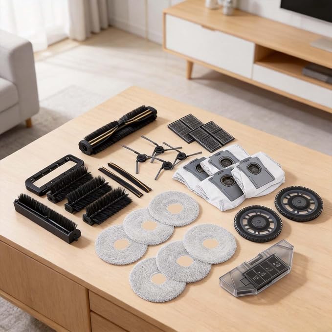 Replacement Parts Kit,For Mova P10-Pro Ultra,For P50-Pro Ultra Robot Vacuum | Includes for tricut Main Brush, Side Brushes, HEPA Filters, Mop Cloths & Dust Bags