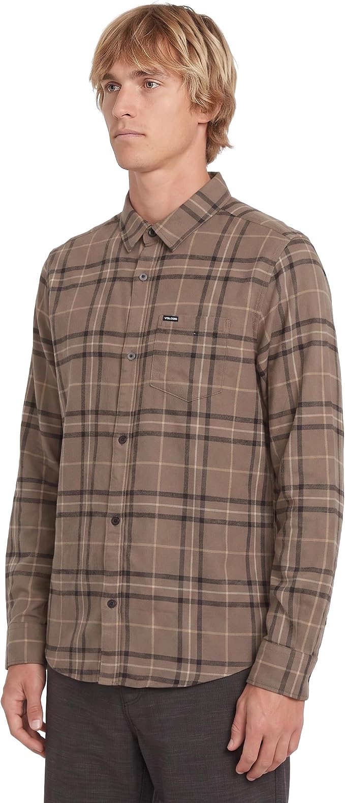 Volcom Men's Long Sleeve Flannel Shirt – Ultra-Soft Brushed Cotton Plaid Button Down