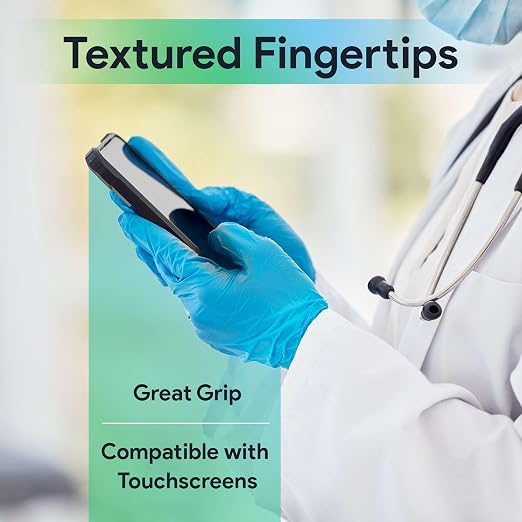 Nitrile Gloves Medium 1000 Count - Medical Exam Grade, 3 Mil, Latex Free and Powder Free Disposable Gloves, Textured Grip, Food Safe for Cleaning and Cooking - Blue, Case of 10 Boxes of 100