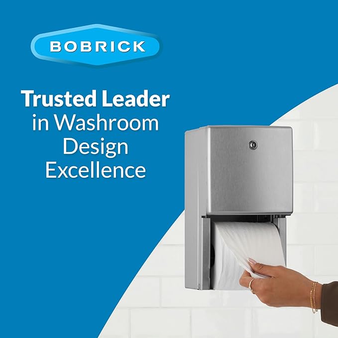 Bobrick Surface-Mounted Multi-Roll Toilet Tissue Dispenser – Satin-Finish Stainless Steel, ADA Compliant, Holds Two Standard Rolls, Theft-Resistant Heavy-Duty Spindles, ConturaSeries Design (Model B-4288)