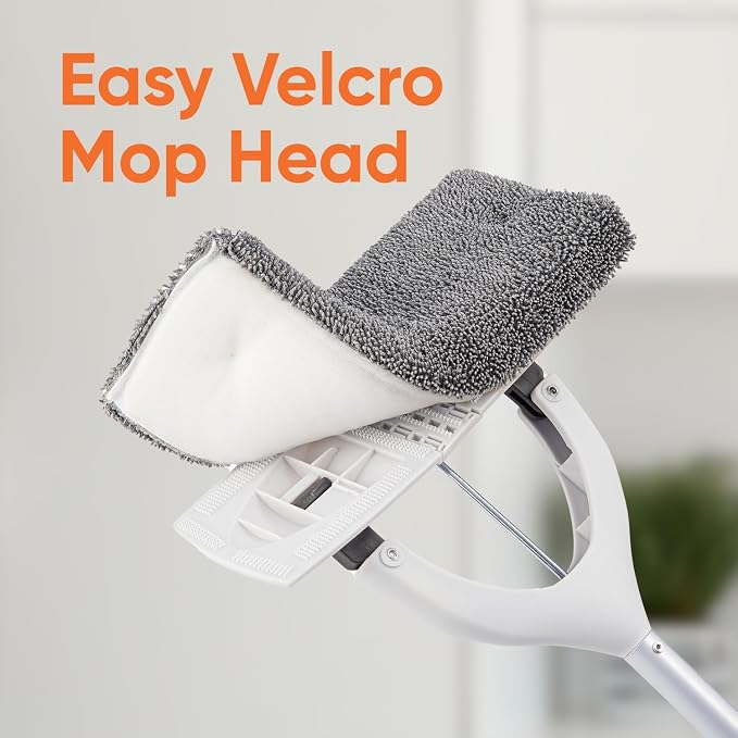 Superio Miracle Microfiber Flat Mop with Telescopic Handle & 2 Refill Pads - Self-Wringing, Lightweight Cleaning Set for Floors & Walls - Heavy-Duty & Reusable, Grey