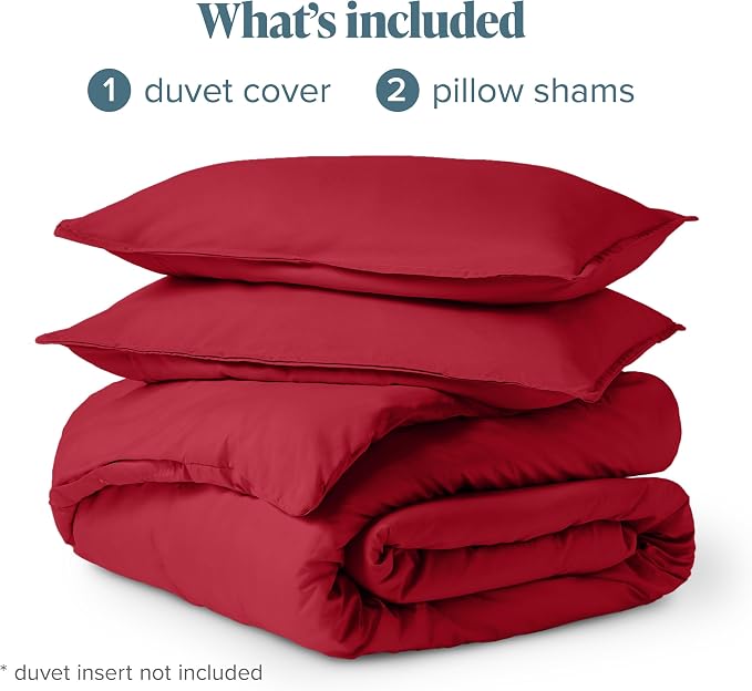 Bare Home Bedding Duvet Cover Full Size - Premium 1800 Super Soft Collection - Lightweight, Cooling Duvet Cover - Soft Breathable Bedding (Full, Red)