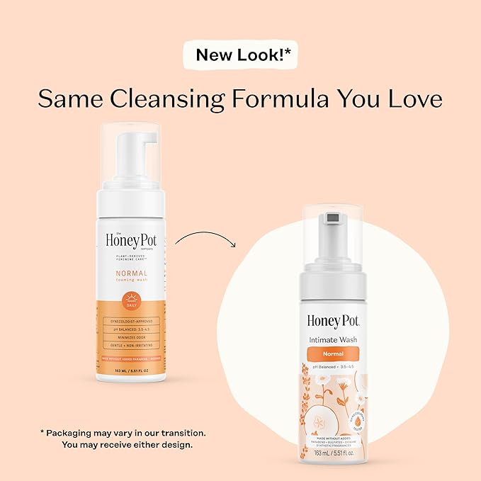 The Honey Pot Company - Feminine Wash - Normal - pH Balanced, Herbal Infused Plant-Based Feminine Care for Sensitive Skin - Daily Intimate Cleanser for Women - 5.51 Fl Oz (Pack of 3)