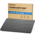Stone Bath Mat, Quick-Dry Diatomaceous Earth Shower Mat, Absorbent Bathroom Mat for Shower/Tub Exit, New Apartment Essential & Housewarming Gift, 23.5" x 15.5" Dark Gray Wave