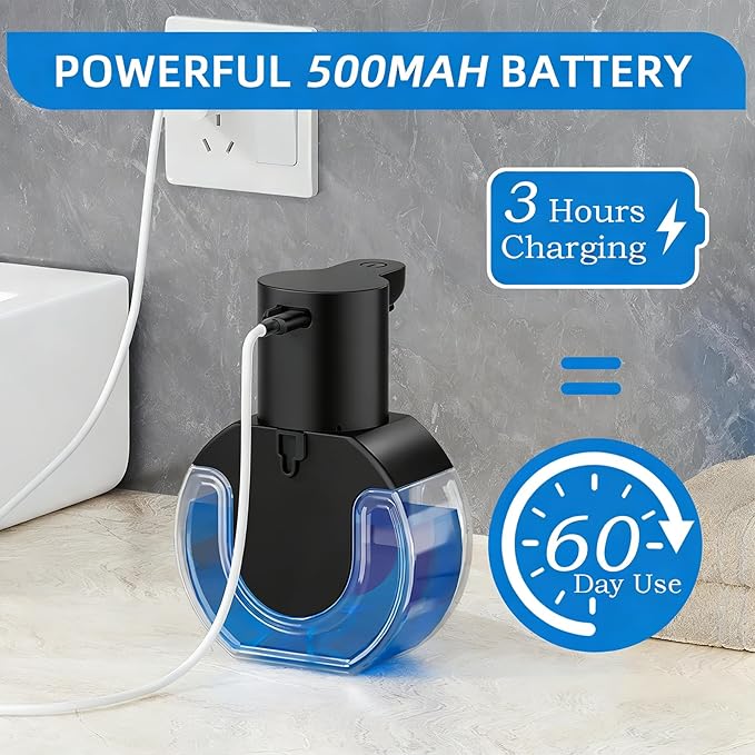 2Pack Automatic Soap Dispenser Touchless,Rechargeable Liquid Soap Dispenser,15oz/420ml Smart Hand Soap Dispensers,4-Level Adjustable, Wall Mount for Bathroom Kitchen Dish Soap,Hands-Free(Black)