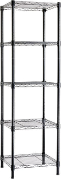 Amazon Basics 5-Shelf Tower Adjustable Storage Shelving Unit for Garage, Rust-Resistant Steel, 150 lbs Per Shelf, 16"W x 16"D x 54"H, Black