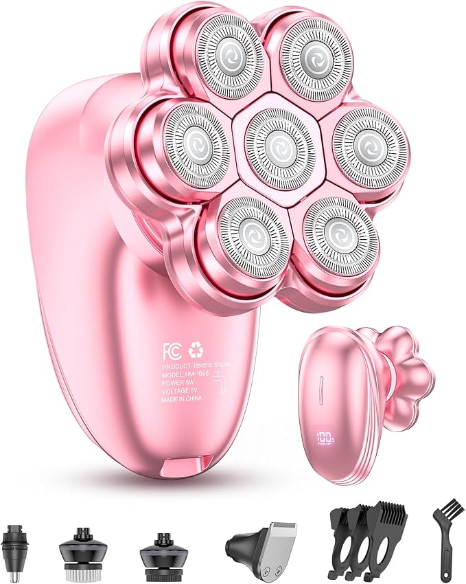 Electric Razors for Women, 5-in-1 Womens Electric Shavers for Legs, 7D Waterproof Wet Dry Travel Body Hair Remover Bikini Shavers for Lady Face Underarms Public