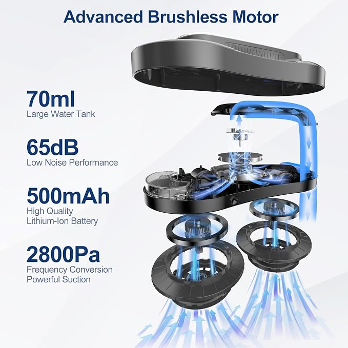 Intelligent Window Cleaning Robot - Electric Window Cleaner with Dual Water Spray, Remote & App Control, Suitable for Interior & Exterior Windows, Includes 12 Cloths, Grey