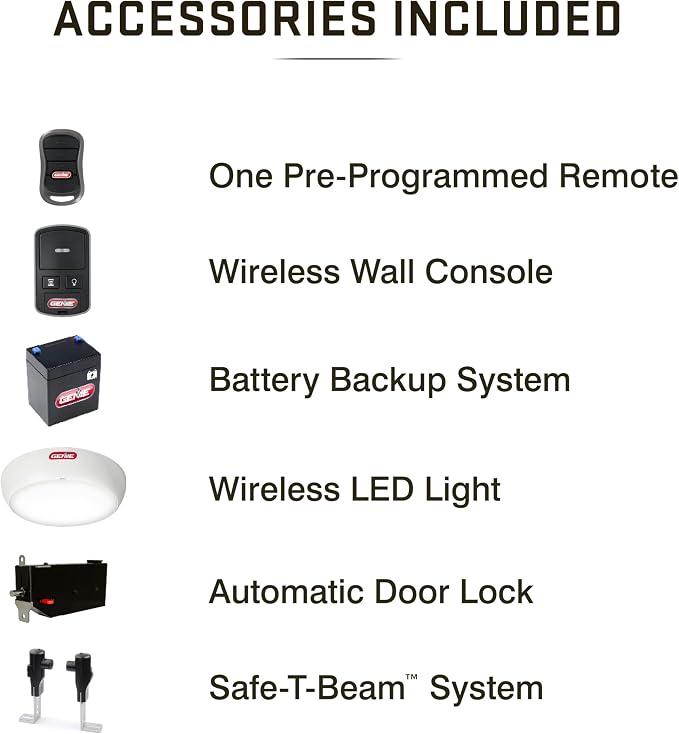 Genie 6072H-B Wall Mount Garage Door Opener with Battery Backup, Wall Mounted & Space Saving | Ultra-Quiet, Compact Space Saving Design, Battery Backup, Wireless Wall Console, 1 Remote, Operates During Power Outages