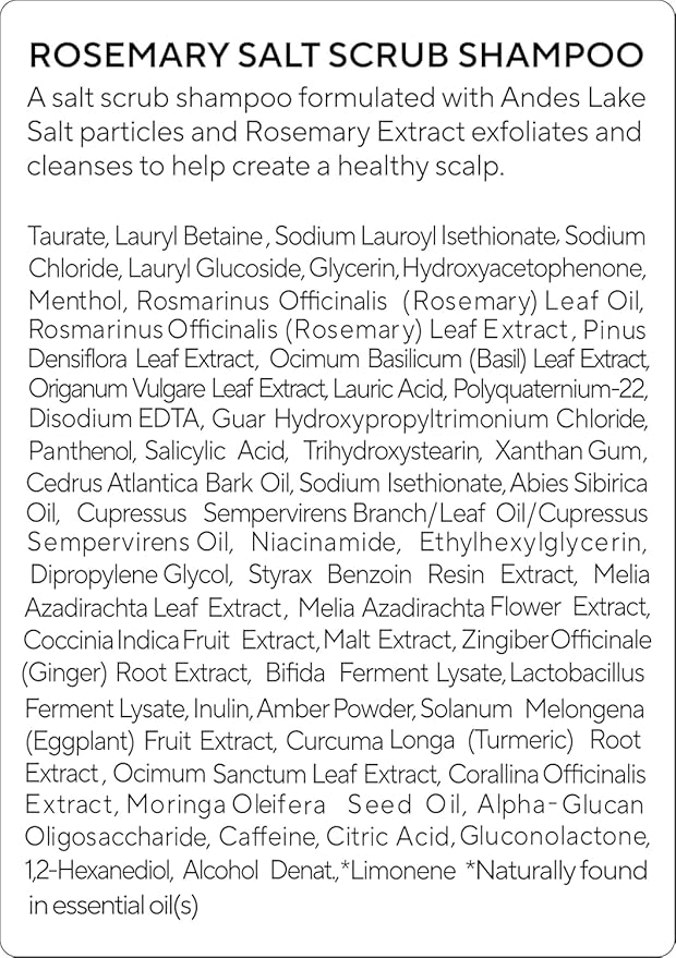 AROMATICA Rosemary Salt Scrub Shampoo - Hair Loss Korean Scalp Detox Shampoo with Rosemary Scalp Oil | Scalp Exfoliator with Salt Scrub for Oily Scalp | Sulfate Free, Silicone Free (10.5 oz / 300g)