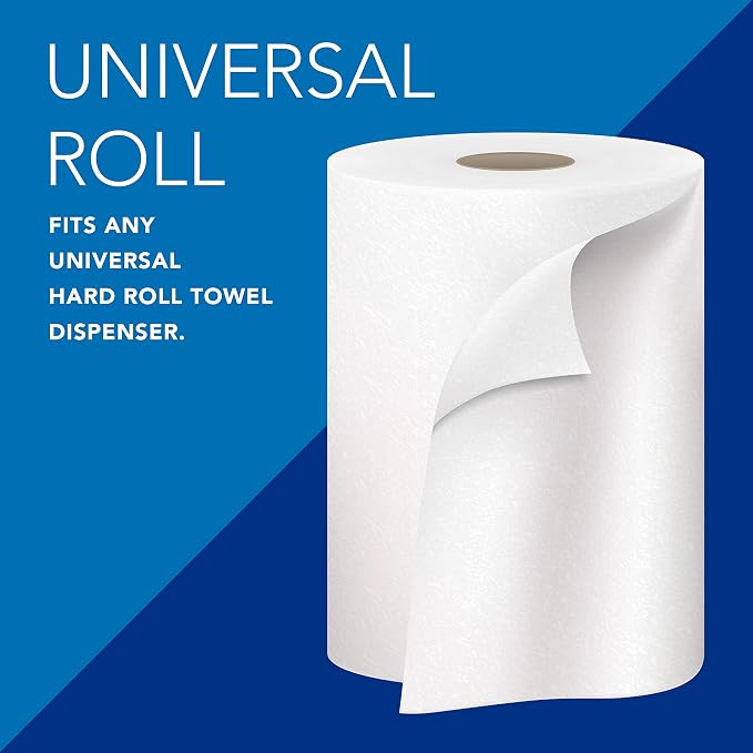 Scott Professional Hard Roll Paper Towels, Bulk, 12 Rolls x 800' (01052) | Universal 1.5" Core, 100% Recycled Fiber, White, Standard Tier, Absorbency Pockets, Compatible with Universal Roll Dispensers