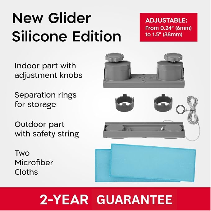 Tyroler Magnetic Window Cleaner Tool | The Silicone Glider R-3 AFC Fits Windows 0.2"-1.5" Thick | Double Sided Outside Window Cleaner Tool | Adjustable Control
