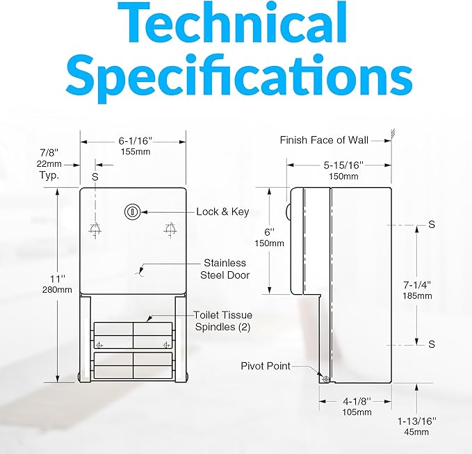 Bobrick Surface-Mounted Multi-Roll Toilet Paper Tissue Dispenser, Satin-Finish Stainless Steel (Model B-2888)