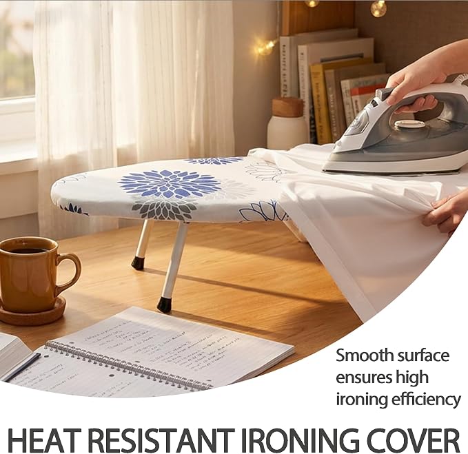 SheeChung Small Ironing Board 12"x32",Mini Tabletop Ironing Board,Foldable | Non-Slip Feet,Heat Resistant Cover & Padding,Hook for Hanging,Portable Iron Board,,Fit for Dorm Household Laundry Apartment