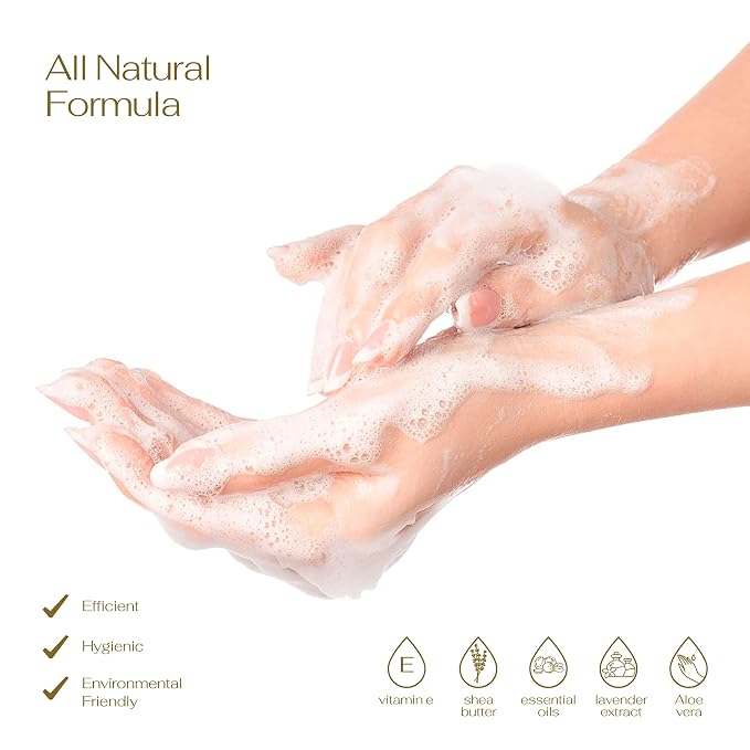 Foaming Hand Soap Pump - 5-PK - Moisturizing Hand Soap Foam with Aloe Vera & Essential Oils - Alcohol-Free Hand Wash in Citrus Blend, Lemon, Orange, Lime, Grapefruit Fragrances for Kitchen & Bathroom