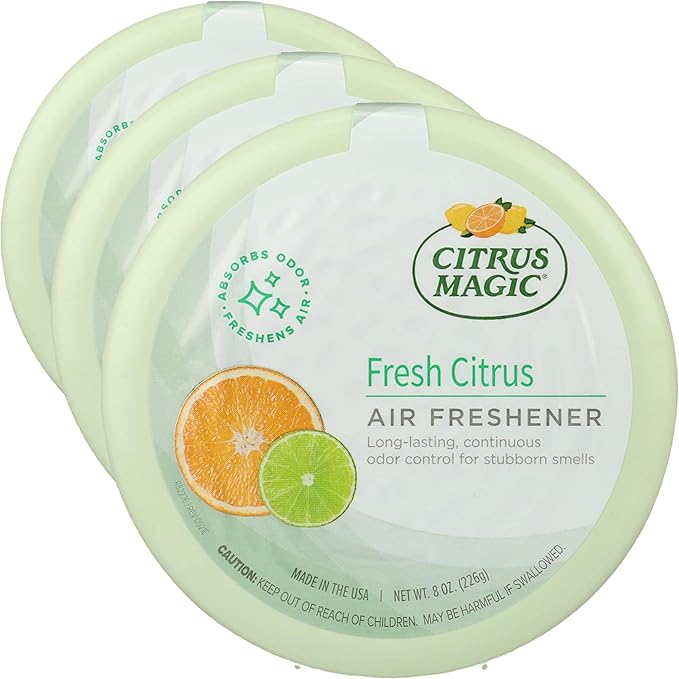 Citrus Magic Odor Absorbing Solid Air Freshener, Fresh Citrus, 8-Ounce, (Pack of 3)