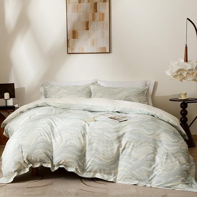 OAITE Duvet Cover Set Queen Size Floral Pattern Ultra Soft 100% Cotton Duvet Cover Sets 3-PC, Breathable Duvet Cover with Zipper Closure & Corner Ties