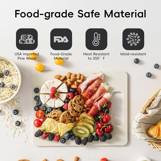 Wood Fiber Cutting Board Set of 2, Dishwasher Safe, Non-Toxic | BPA-Free Composite Cutting Board for Kitchen, Non-Slip, Non-Porous Chopping Board for Meat Vegetable Fruit Bread - Oatmeal