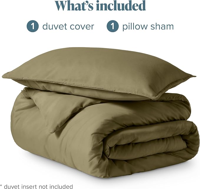 Bare Home Bedding Duvet Cover Extra Long Size - Premium 1800 Super Soft Collection - Lightweight, Cooling - Soft Breathable Bedding Duvet Cover (Twin/Twin XL, Olive)