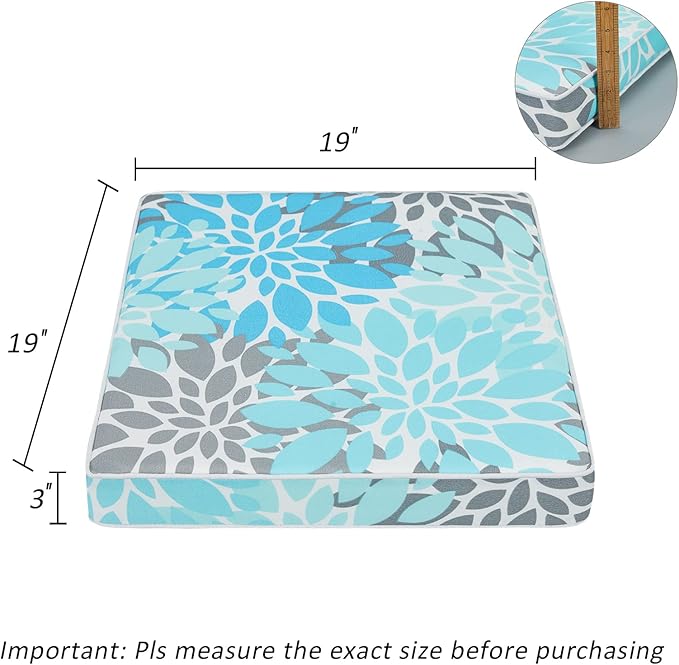 JMGBird Patio Chair Cushion Seat Cushion Chair Cushion Outdoor Chair Pads | 19x19 Outdoor Chair Cushions Set of 2 Waterproof Patio Seat Cushions with Ties Outdoor Cushions for patio furniture
