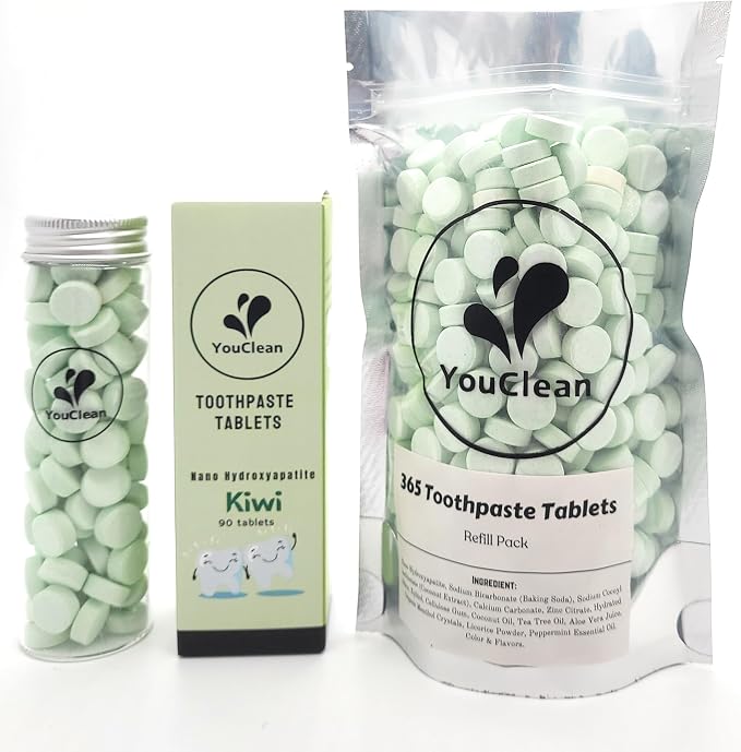 Refill Pack - 365 Toothpaste Tablets - Natural Remineralization & Whitening with Nano Hydroxyapatite - Travel or Daily Use - Fluoride Free (Orange365)