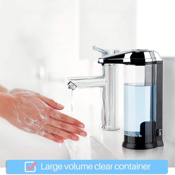 Secura 17oz Automatic Liquid Soap Dispenser, Touchless Battery Operated Hand Soap Dispenser with Adjustable Soap Dispensing Volume Control Dial, Personal Care Dispenser (Chrome)