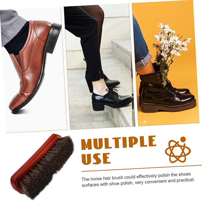 5pcs Portable Wooden Horsehair Shoe Cleaning Brush Small Scrubber for Shoes Boots Ergonomic Handle for Comfortable Grip for Polishing Maintenance