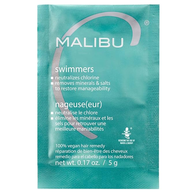 Malibu C Swimmers Wellness Remedy - Restoring & Hydrating Hair Care with Vitamin C Complex - Protects Hair Discoloration from Chlorine and Pool Elements (1 Packet)
